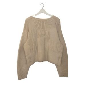 Vintage | Cream Hand Knit Wool Oversized Sweater